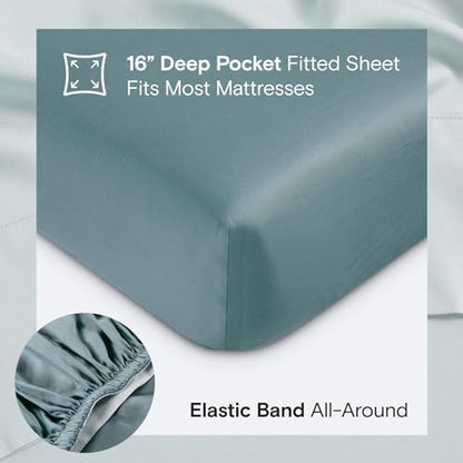 Sijo AiryWeight Tencel Sheet Set, 100% Lyocell Derived from Eucalyptus, Buttery Soft, Architectural Digest Best Cooling Sheets Winner - 3pc - 2 Pillowcases 1 Fitted (Teal, Queen)