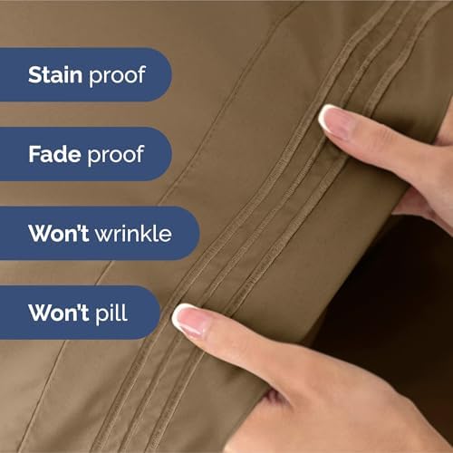 King Size 4 Piece Sheet Set - Ultra Soft & Cooling Sheets - Neutral Brown