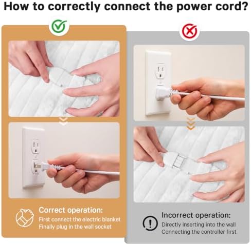 Heated Electric Blanket Queen, Dual Control, 84" x 90", Ivory White