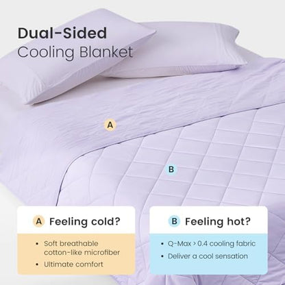 Cozy Bliss Cooling Throw Blanket for Hot Sleepers 50"x70", Q-Max 0.4 Cooling Comfort, Cold Blankets for Night Sweats Sleeping, Ultra-Cool Lightweight Breathable Summer Blanket for Couch Bed, Purple