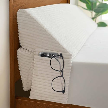 HIGOGOGO King Size Wedge Pillow for Headboard Gap - Multi Functional Mattress Wedge Bed Gap Filler Close The Gap (0-7") Between Your Mattress and Headboard or Wall (Beige, 76"x9"x7")