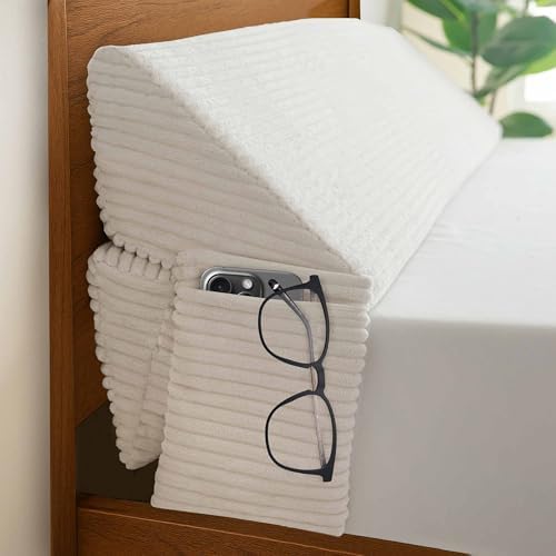 HIGOGOGO Queen Size Wedge Pillow for Headboard Gap - Multi Functional Mattress Wedge Bed Gap Filler Close The Gap (0-7") Between Your Mattress and Headboard or Wall (Beige 60"x11"x9")