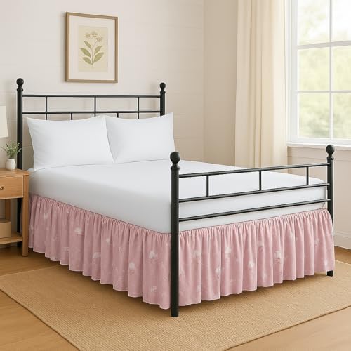 Mattress-Homes Printed Ruffled Bed Skirt Split Corners with Platform Tailored Fit Wrinkle Free Ultra-Soft Microfiber Dust Ruffle King 18" Drop Flora Bloom