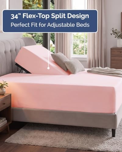 CGK Linens Extra Deep Flex Top Split Head King Fitted Sheet - Lavender Pink