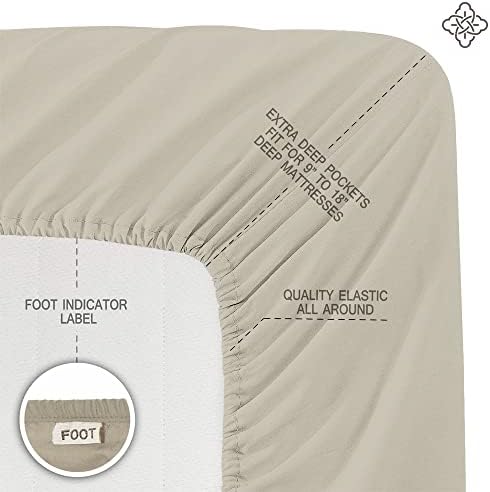 BIOWEAVES 100% Organic Cotton Sheets, 300 Thread Count 3-Piece GOTS Certified Bed Sheet Set Fits Mattress Upto 17" Deep Pocket, Soft & Silky Sateen Weave (Twin, Sand)