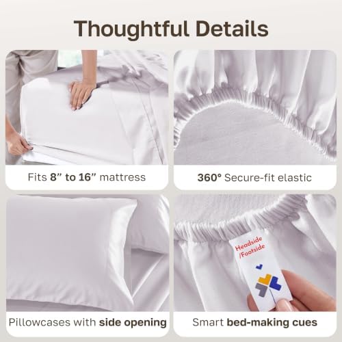 California Design Den 100% Cotton Sateen King Size Deep Pocket Sheets Set