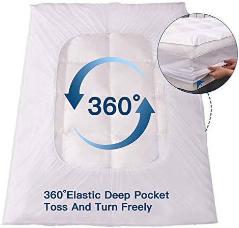 ELEMUSE King Goose Down Feather Mattress Topper, Thick Feathered Pillow Top