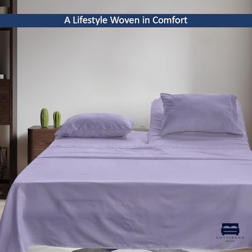 4 Piece Flex Head King Sheet Set 34" Top, 100% Egyptian Cotton, Lavender
