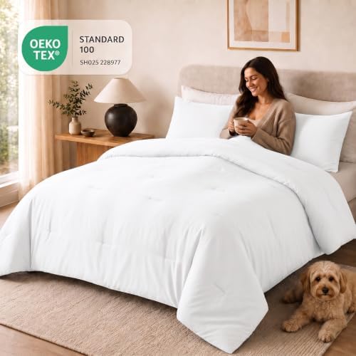 CozyLux Twin Comforter Set, 2 Pieces Down Alternative Bedding, White