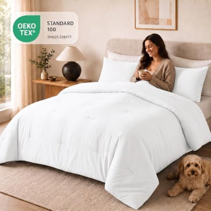 CozyLux Twin Comforter Set, 2 Pieces Down Alternative Bedding, White
