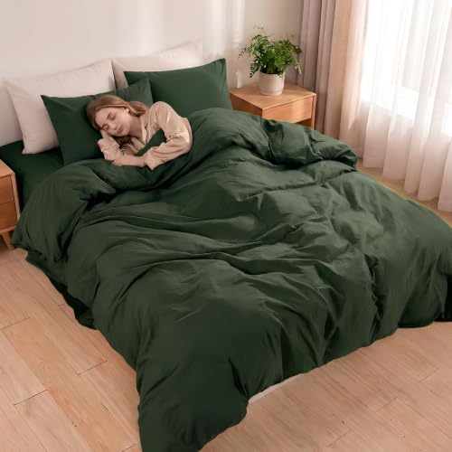 NEXHOME PRO Duvet Cover Queen Size, 3 Pieces Cotton Bedding Cover Set