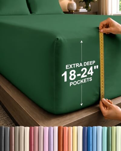 CGK Linens Extra Deep Flex Top Split Head King Fitted Sheet - Emerald Green