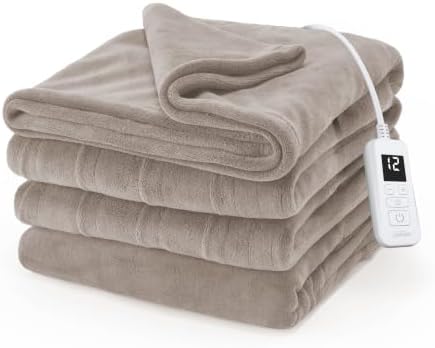 Sunbeam Electric Heated Blanket Royal Luxe Microplush Beige Full 84x72