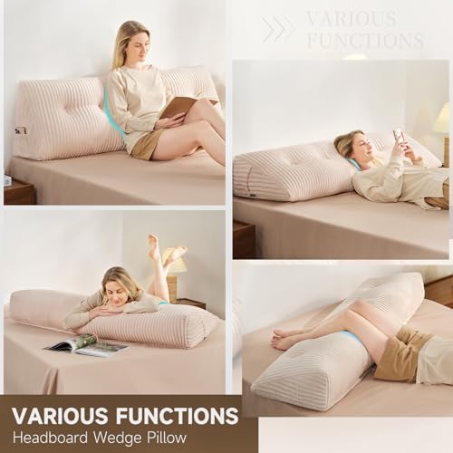 Z-hom Large Headboard Pillow King,NO ROLL Pillow, Wedge Pillow Headboard