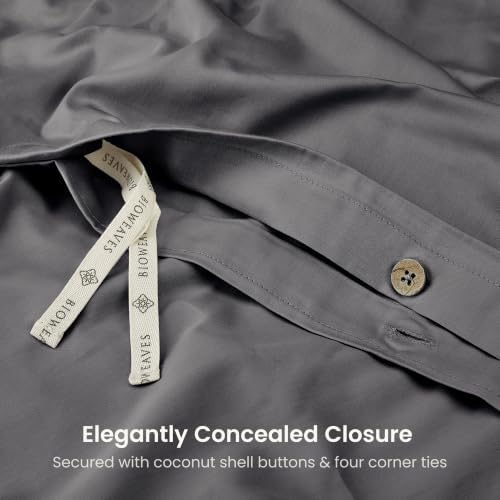 BIOWEAVES 100% Organic Cotton King Duvet Cover Set, 3-Piece, 300 Thread Count Sateen Weave GOTS Certified Comforter Cover with Buttoned Closure and 2 Pillow Shams – Stone, 104x90 inches