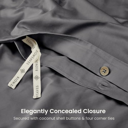 BIOWEAVES 100% Organic Cotton King Duvet Cover Set, 3-Piece, 300 Thread Count Sateen Weave GOTS Certified Comforter Cover with Buttoned Closure and 2 Pillow Shams – Stone, 104x90 inches
