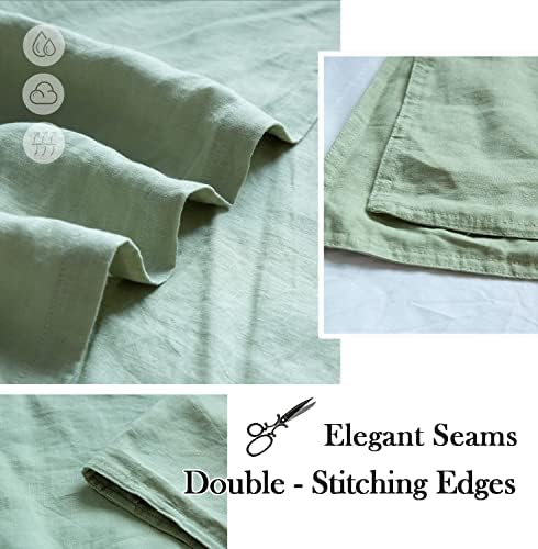 Simple&Opulence 100% Washed Linen Euro Shams 26'' x 26'' Pack of 2, Basic Style Solid Color Natural Flax Farmhouse Decorative Square Throw Pillow Covers for Bed Couch Sofa - Sage Green