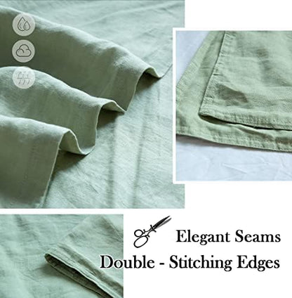 Simple&Opulence 100% Washed Linen Euro Shams 26'' x 26'' Pack of 2, Basic Style Solid Color Natural Flax Farmhouse Decorative Square Throw Pillow Covers for Bed Couch Sofa - Sage Green