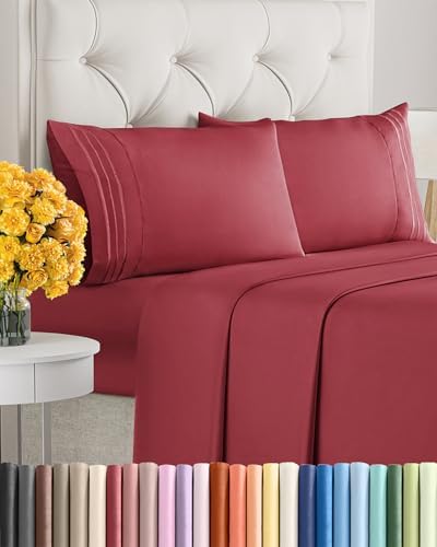 Full Size 4 Piece Sheet Set - Ultra Soft & Cooling Sheets - Berry