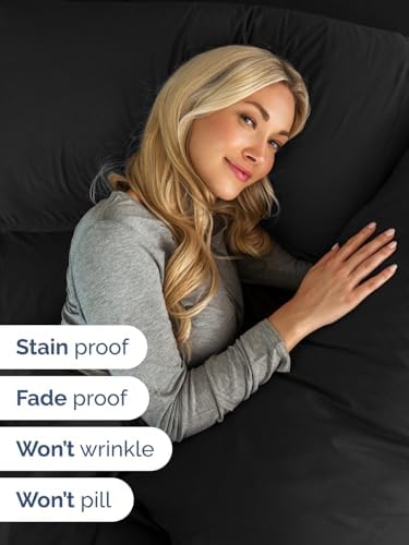 Extra Deep Twin Sheet Set - 4 Piece Breathable and Cooling Sheets - Black