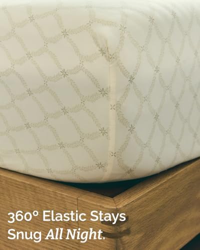 Full 4 Piece Floral Sheet Set - Soft, Breathable & Cooling - French Trellis