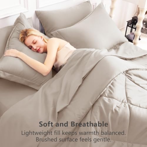 CozyLux Queen Comforter Set 88"x88" Linen - 7 Piece Bed in a Bag
