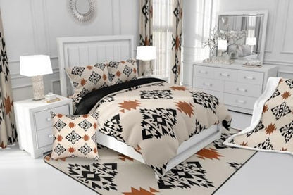 jejeloiu Boho Aztec Comforter Set King Size Kids Western Ethnic Tribal Bedding Set for Boys Girls Teens Wild West Duvet Breathable Exotic Geometric Quilt Bedroom Decor,1 Comforter with 2 Pillowcase