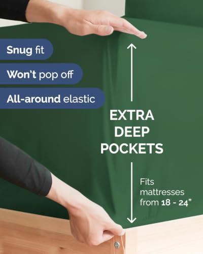 CGK Linens 2 Pack Extra Deep King Fitted Sheets - Emerald Green