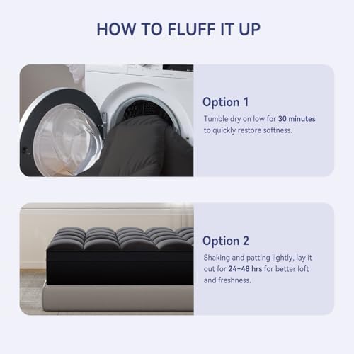 ELEMUSE Cal King Black Mattress Topper, Thick Pillow Top Mattress Pad Cover