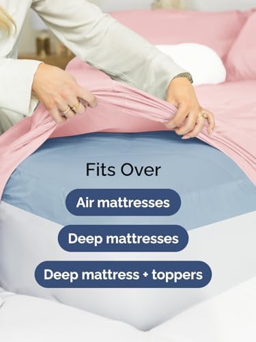 Extra Deep Split King Sheet Set - 5 Piece Soft & Cooling Sheets - Baby Pink