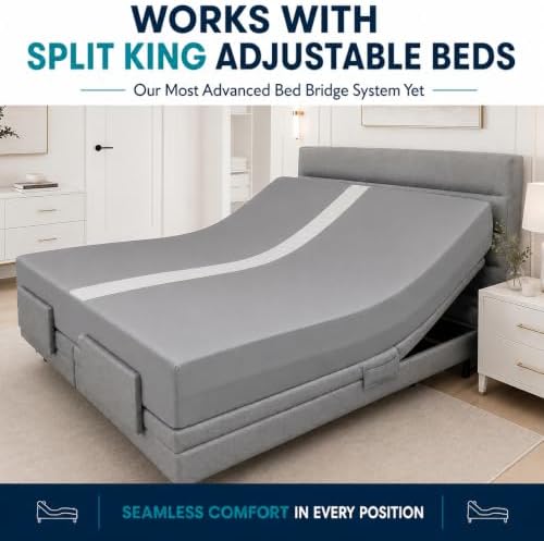 3-in-1 Split King Gap Filler for Adjustable Bed, Gray, 79"x79"