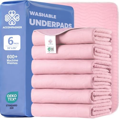 Accompagner Incontinence Bed Pads Washable Waterproof Underpads 36"x36" 6pc