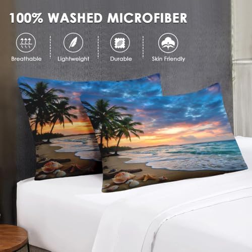 WeCozy Full Comforter Set with Sheets, 7 Pieces Beach Coastal Bedding