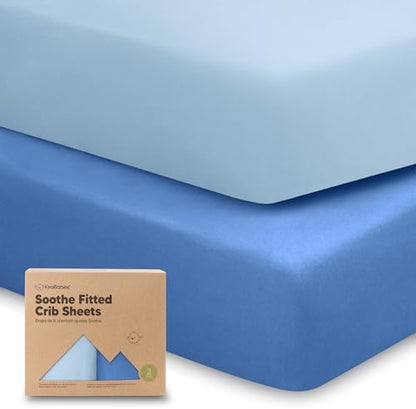 KeaBabies 2pk Organic Cotton Crib Sheets for Boys Girls 52x28, Cornflower