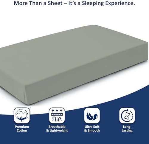 1 Piece Queen Size Fitted Sheet Only, 15-Inch Deep Mattress, Light Grey