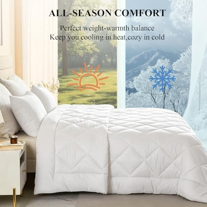 Alaskan King Comforter, Extra Large King Size Comforter Oversized, All Season Soft Lightweight Quilt Down Alternative Duvet Insert with 8 Corner Tabs(132x120, White)