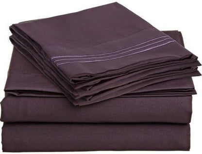 TOP Split King Royal Collection 1900 Egyptian Quality Bed Sheet Set with 1 Fitted Sheet with 36" Split TOP, 1 King Flat and 2 King P/Cases.No Wrinkle- Shrinkage Free- Ultra Soft (Plum/Purple)