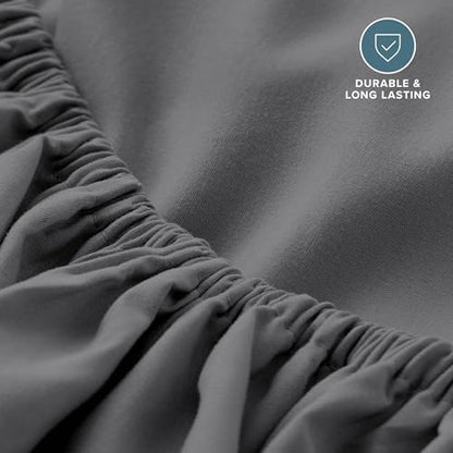 Bare Home Twin Fitted Sheet - 1800 Ultra-Soft (Twin, Grey)