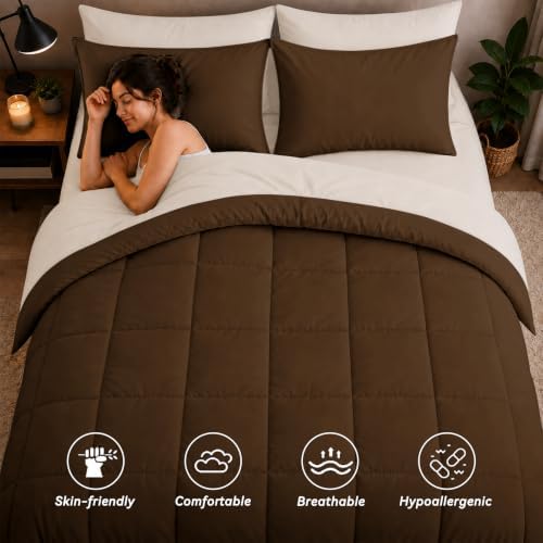 Anluoer Full Size Comforter Sets, 7 Piece Bed in a Bag Full Bedding Sets