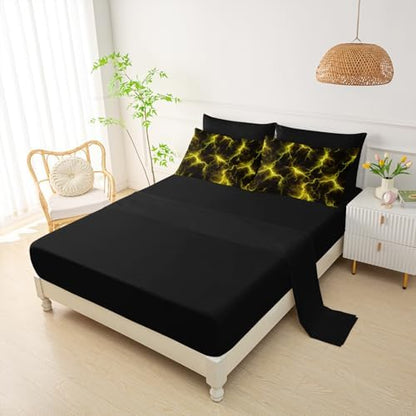 QOOMO Yellow Lightning 7 Pieces Comforter Set King,Neon Bedding Set