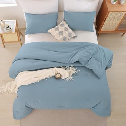 ROSGONIA Alaskan King Comforter, Dusty Blue, 136x120 Soft Bedding Quilt