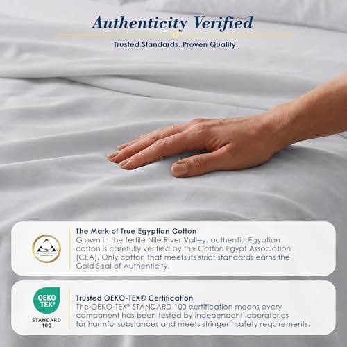 Therapedic 100% Egyptian Cotton 7 Piece Split King Sheets Set (Dove)