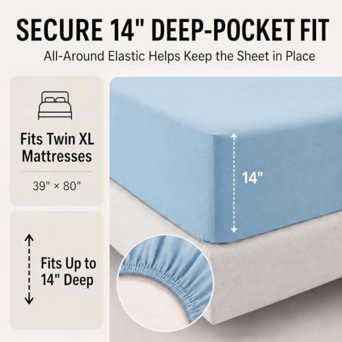 CozyLux Twin XL Comforter Set Baby Blue - 5 Pieces Twin XL Bed in a Bag