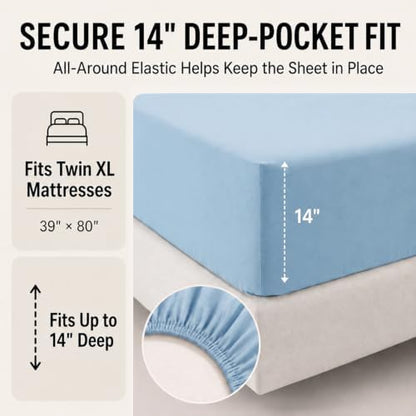 CozyLux Twin XL Comforter Set Baby Blue - 5 Pieces Twin XL Bed in a Bag