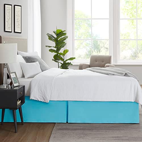 Nestl Beach Blue Twin Bed Skirt - Twin Size Bed Skirt 14 Inch Drop - Brushed Microfiber Bed Skirts - Hotel Quality Pleated Bed Skirt - Shrinkage & Fade Resistant