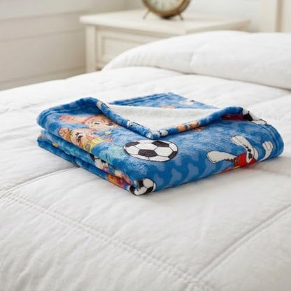 Franco Paw Patrol Kids Sports Soccer Throw, 46 in x 60 in, Soft Plush Blanket for Couch, Bed, or Sporting Events, (Officially Licensed Product)