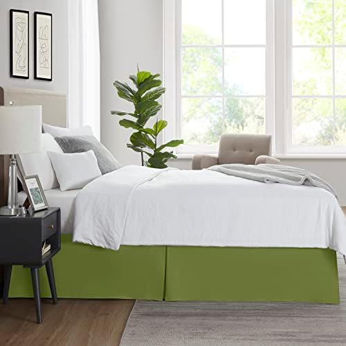 Nestl Calla Green Full XL Bed Skirt - Full XL Size Bed Skirt 14 Inch Drop - Brushed Microfiber Bed Skirts - Hotel Quality Pleated Bed Skirt - Shrinkage & Fade Resistant