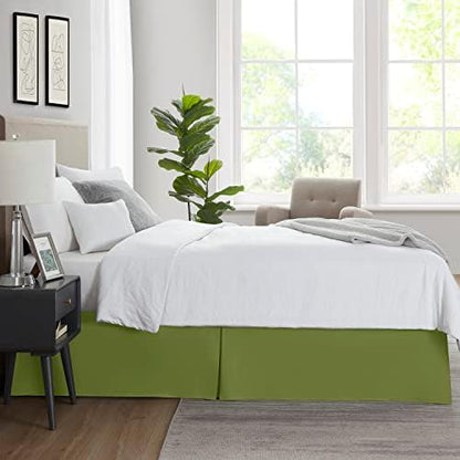 Nestl Calla Green Full XL Bed Skirt - Full XL Size Bed Skirt 14 Inch Drop - Brushed Microfiber Bed Skirts - Hotel Quality Pleated Bed Skirt - Shrinkage & Fade Resistant