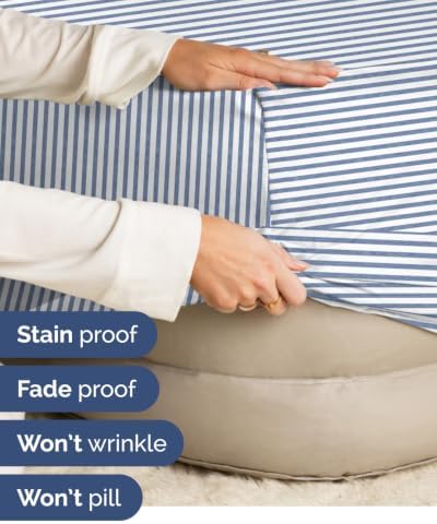 CGK Linens 2 Pack Extra Deep Cal King Fitted Sheets - Blue Stripes