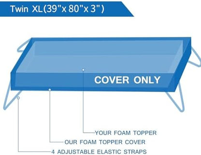 Mattress Topper Cover Twin XL Size (Only Cover) 3 Inch Mattress Protector